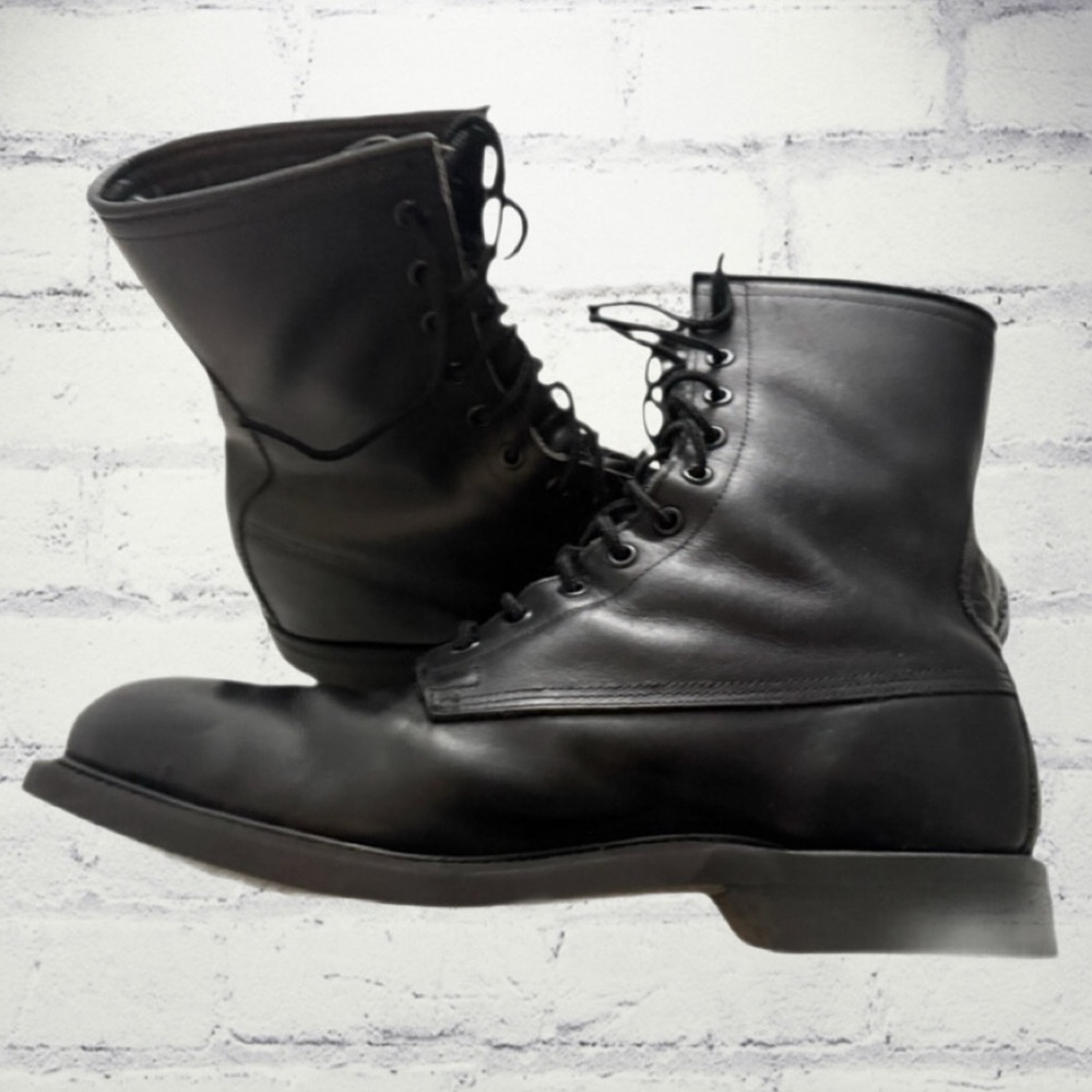 Vintage 1992 Wolverine Combat Boots Men’s 10.5R Black Leather Military - Picture 4 of 16